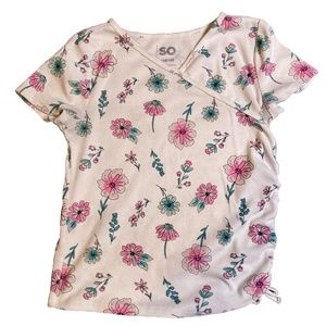Floral SO girls rib top